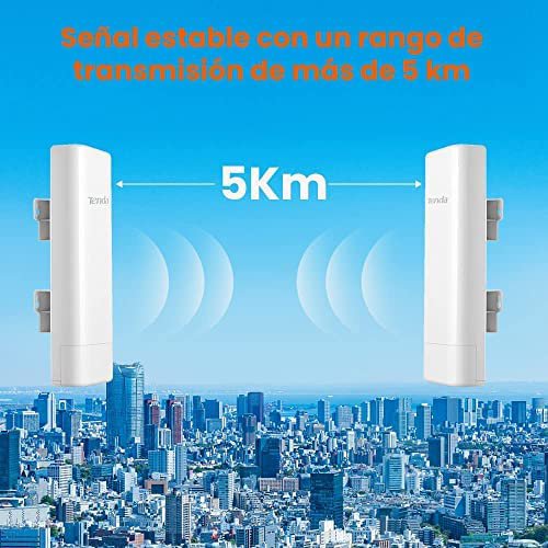 Tenda 2.4GHz Long Range Smart Manage Outdoor CPE, 300Mbps, 12dBi, 5km+|Point to Point Wireless Bridge| Fast Ethernet Ports, Passive PoE Powered, IP64 Weatherproof,